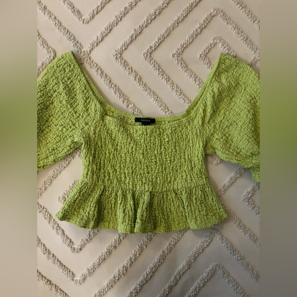 Lime green ruffle top